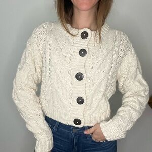 Like-new Free People bonfire cable knit cardigan in Cream
